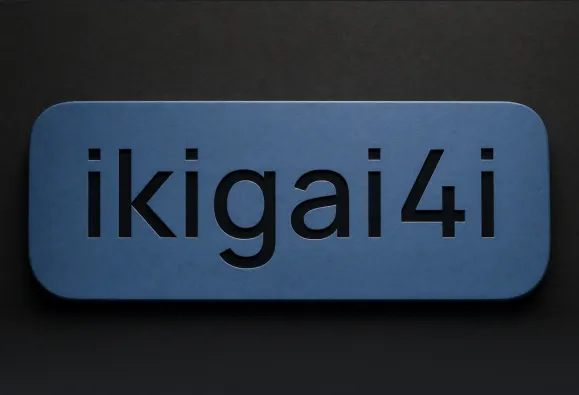 The ikigai4i logo pressed into a blue plate.